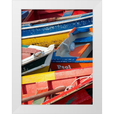 Harbor with traditional colorful fishing boats Town Ponta do Sol-Island Santo Antao-Cape Verde White Modern Wood Framed Art Print by Zwick, Martin