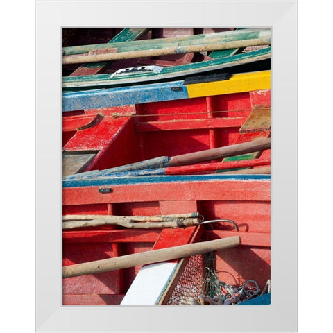 Harbor with traditional colorful fishing boats Town Ponta do Sol-Island Santo Antao-Cape Verde White Modern Wood Framed Art Print by Zwick, Martin