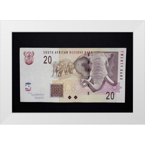 South African rand paper money, South Africa White Modern Wood Framed Art Print by Kaveney, Wendy
