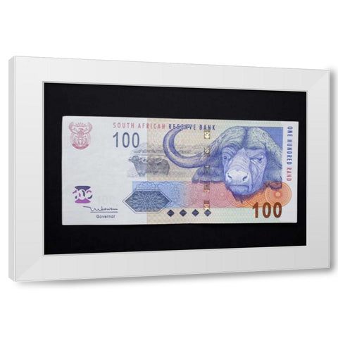 South African rand paper money, South Africa White Modern Wood Framed Art Print by Kaveney, Wendy