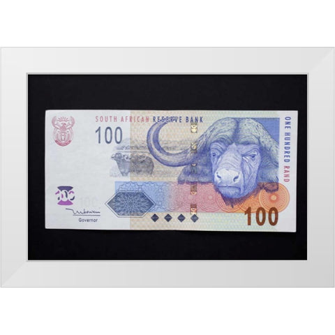 South African rand paper money, South Africa White Modern Wood Framed Art Print by Kaveney, Wendy
