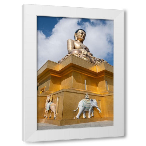 Bhutan-Thimphu Kuensel Phodrang-aka Buddha Point-home to the largest Buddha statue in the country White Modern Wood Framed Art Print by Hopkins, Cindy Miller