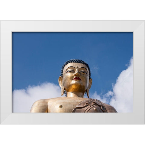Bhutan-Thimphu Kuensel Phodrang-aka Buddha Point-largest Buddha statue in the country White Modern Wood Framed Art Print by Hopkins, Cindy Miller