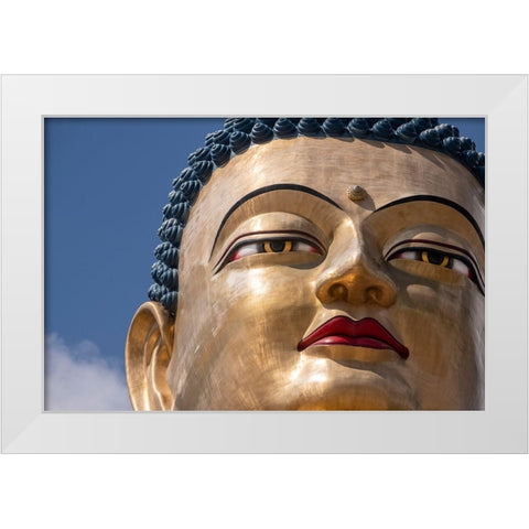 Bhutan-Thimphu Kuensel Phodrang-aka Buddha Point-largest Buddha statue in the country White Modern Wood Framed Art Print by Hopkins, Cindy Miller