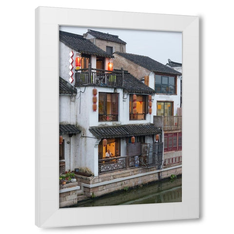 Traditional house along the Grand Canal-Wuxi-Jiangsu Province-China White Modern Wood Framed Art Print by Su, Keren