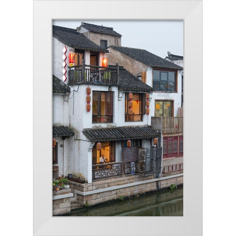 Traditional house along the Grand Canal-Wuxi-Jiangsu Province-China White Modern Wood Framed Art Print by Su, Keren