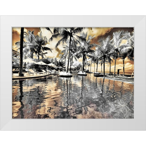Bali-Ubud-Ponds and pools at hotel in Ubud White Modern Wood Framed Art Print by Eggers, Terry