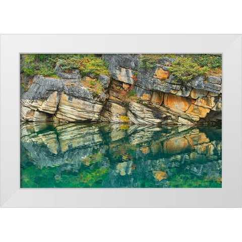 Canada-Alberta-Jasper National Park Reflection of rocks in Horseshoe Lake White Modern Wood Framed Art Print by Jaynes Gallery