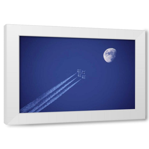 Canada, BC Four fighter jets fly in formation White Modern Wood Framed Art Print by Satushek, Steve