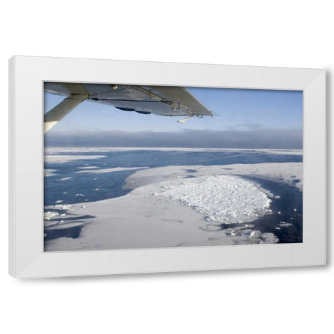 Canada, Manitoba, Aerial view of ice on the bay White Modern Wood Framed Art Print by Kaveney, Wendy