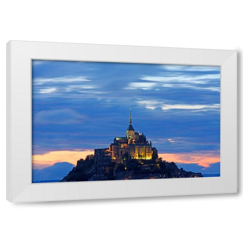 Mont St Michel-Dusk-Normandy-France White Modern Wood Framed Art Print by Bartel, Alex