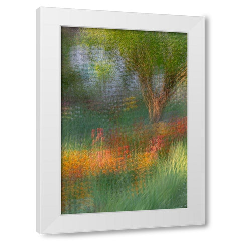 France-Giverny Impression of flowers in Monets Garden White Modern Wood Framed Art Print by Jaynes Gallery