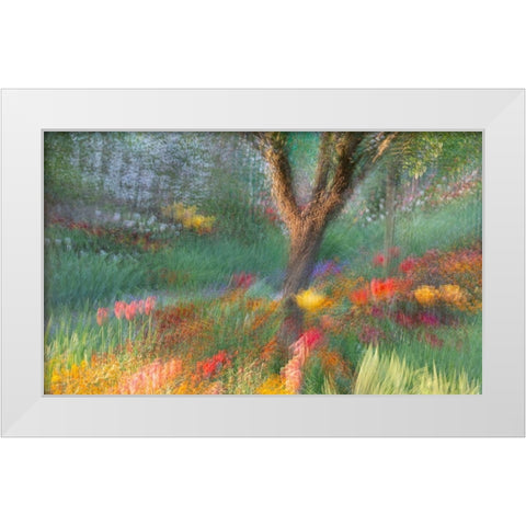 France-Giverny Impression of flowers in Monets Garden White Modern Wood Framed Art Print by Jaynes Gallery