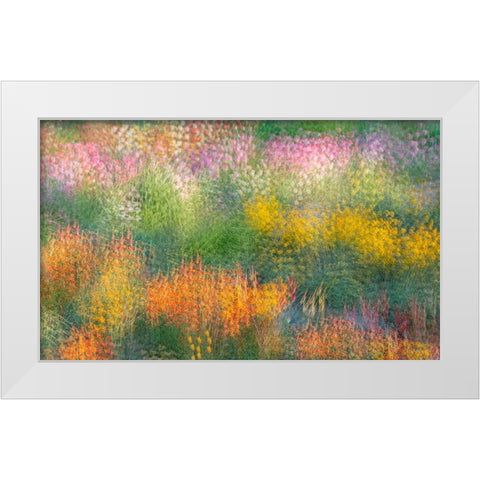 France-Giverny Impression of flowers in Monets Garden White Modern Wood Framed Art Print by Jaynes Gallery