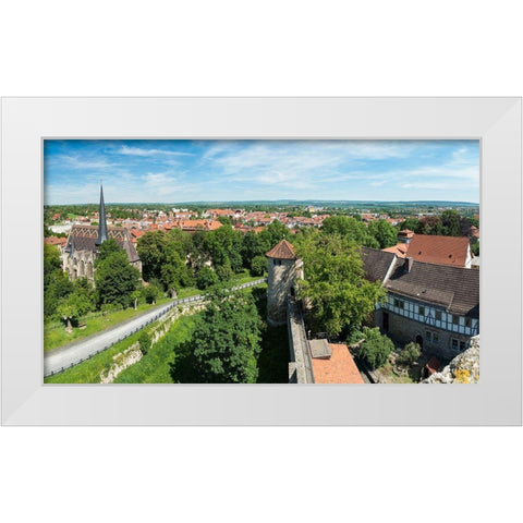 City view The medieval town Muehlhausen in Thuringia Germany White Modern Wood Framed Art Print by Zwick, Martin