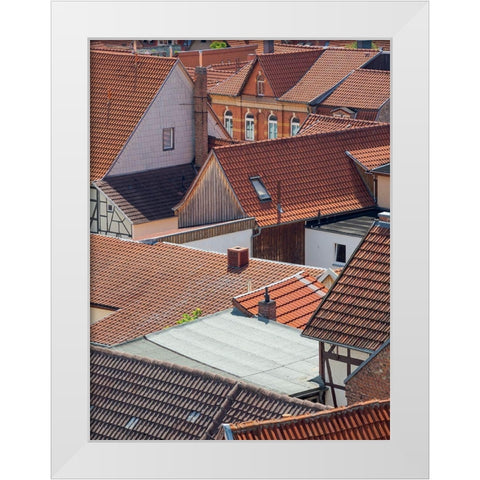 City view The medieval town Muehlhausen in Thuringia Germany White Modern Wood Framed Art Print by Zwick, Martin