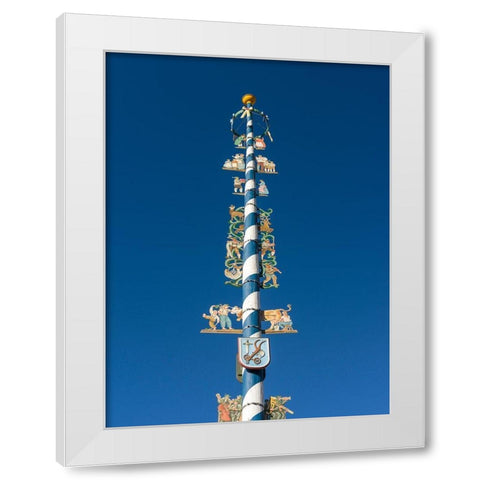Traditional Bavarian maypole (Maibaum) Village Schliersee in the Bavarian Alps-Bavaria-Germany White Modern Wood Framed Art Print by Zwick, Martin