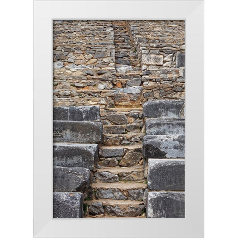 Greece-Philippi Stairs and seats at ruins of ancient stadium  White Modern Wood Framed Art Print by Jaynes Gallery