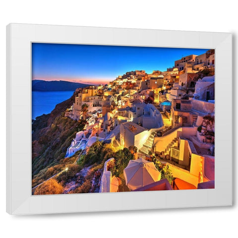 Santorini-Greece on the Mediterranean Sea White Modern Wood Framed Art Print by Steve Mohlenkamp