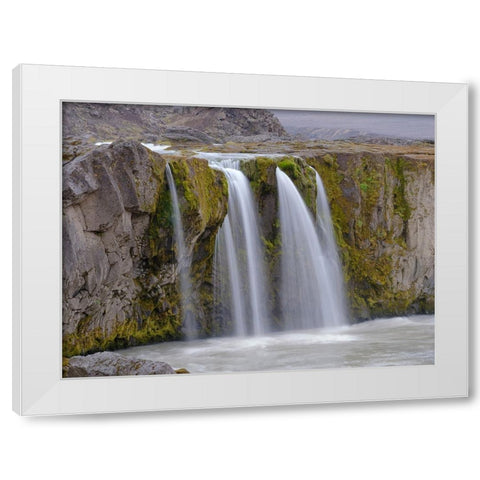 Waterfall Hrafnabjargafoss-Europe- Iceland White Modern Wood Framed Art Print by Zwick, Martin