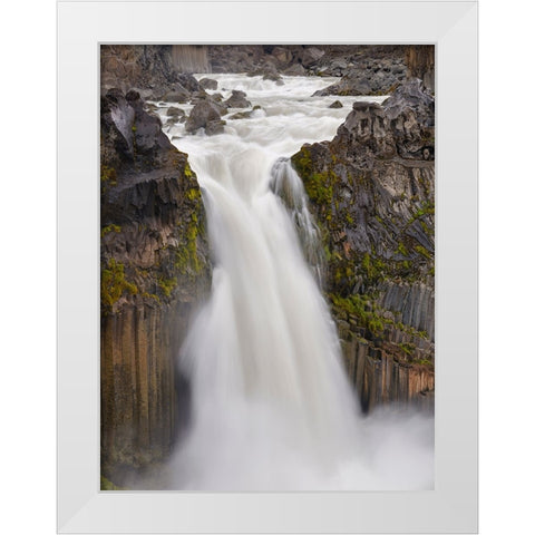 Aldeyjarfoss waterfall. The highlands of Iceland at the Sprengisandur slope. Europe- Iceland. White Modern Wood Framed Art Print by Zwick, Martin