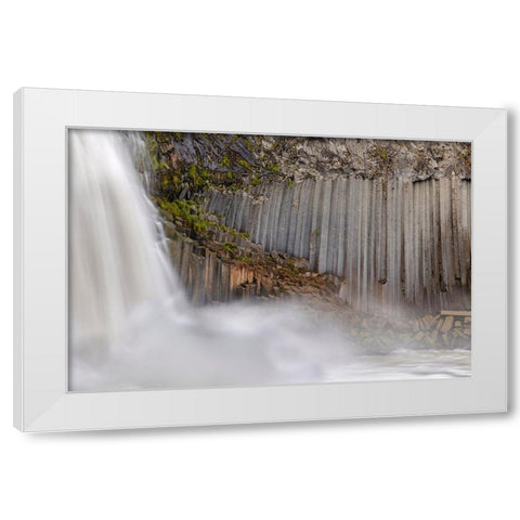 Aldeyjarfoss waterfall. The highlands of Iceland at the Sprengisandur slope. Europe- Iceland. White Modern Wood Framed Art Print by Zwick, Martin