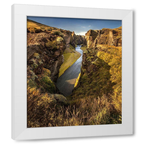 Fjadrargljufur canyon in southern Iceland White Modern Wood Framed Art Print by Steve Mohlenkamp