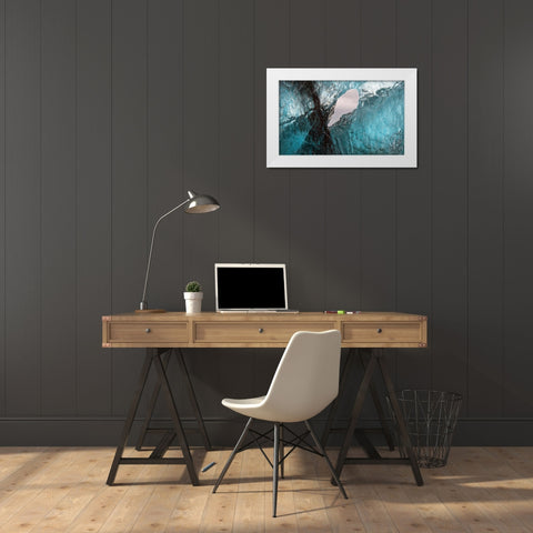Icebergs from the Jokulsarlon glacier adrift in Jokulsarlon lagoon in Iceland White Modern Wood Framed Art Print by Steve Mohlenkamp
