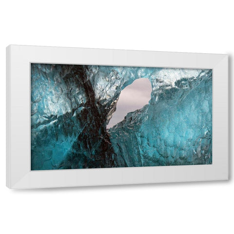 Icebergs from the Jokulsarlon glacier adrift in Jokulsarlon lagoon in Iceland White Modern Wood Framed Art Print by Steve Mohlenkamp