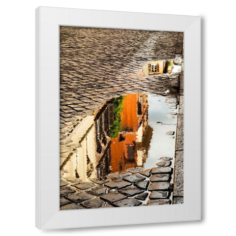 Italy-Rome Via della Penna-side street west of Via Ripetta White Modern Wood Framed Art Print by Jones, Alison
