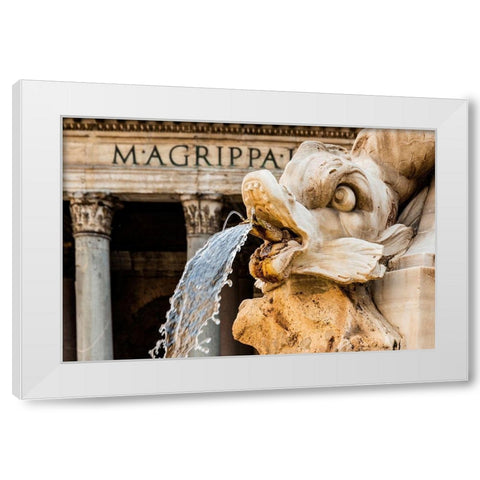 Italy-Rome Piazza della Rotunda-Fontana del Pantheon-1575 White Modern Wood Framed Art Print by Jones, Alison
