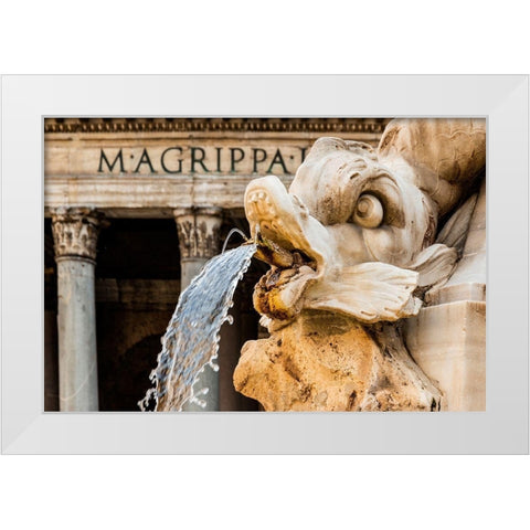 Italy-Rome Piazza della Rotunda-Fontana del Pantheon-1575 White Modern Wood Framed Art Print by Jones, Alison