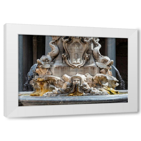 Italy-Rome Piazza della Rotunda-Fontana del Pantheon-1575 White Modern Wood Framed Art Print by Jones, Alison