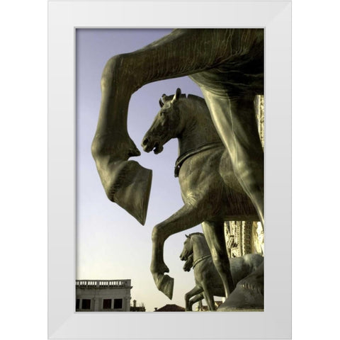 Italy, Venice The Horses of San Marco White Modern Wood Framed Art Print by Kaveney, Wendy