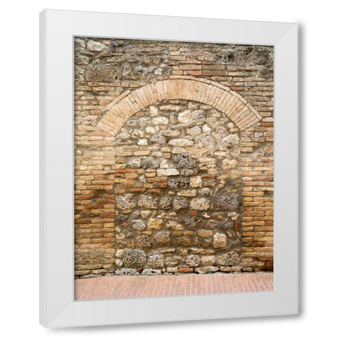 Italy-Chianti Old doorway that has been closed off with stone in the town of San Gimignano White Modern Wood Framed Art Print by Eggers, Julie