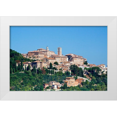 Italy-Tuscany-Montepulciano The medieval and Renaissance hill town of Montepulciano White Modern Wood Framed Art Print by Eggers, Julie