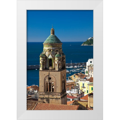 Italy-Amalfi Light on the Cathedral of St Andrew and the town of Amalfi White Modern Wood Framed Art Print by Eggers, Julie