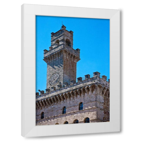 Italy-Tuscany-Montepulciano Palazzo Comunale (City Hall) and Palazzo Tanugi in the hill town White Modern Wood Framed Art Print by Eggers, Julie