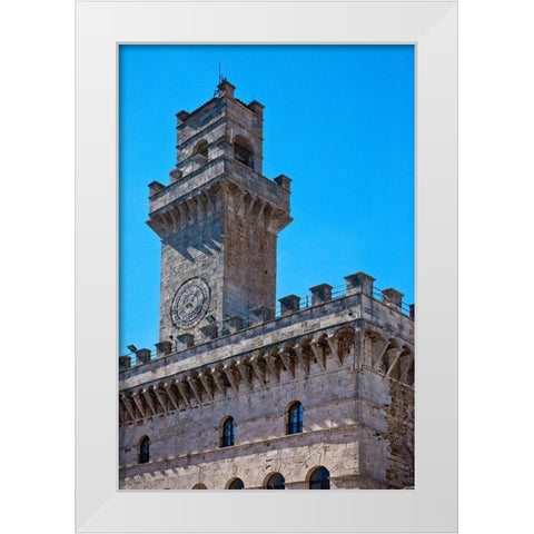 Italy-Tuscany-Montepulciano Palazzo Comunale (City Hall) and Palazzo Tanugi in the hill town White Modern Wood Framed Art Print by Eggers, Julie