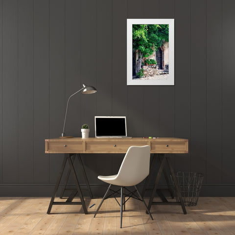 Italy-Tuscany Courtyard of an agriturismo near the hill town of Montalcino White Modern Wood Framed Art Print by Eggers, Julie