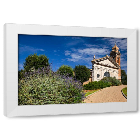 Italy-Tuscany-Montalcino The Madonna del Soccorso church in the town of Monticiano White Modern Wood Framed Art Print by Eggers, Julie