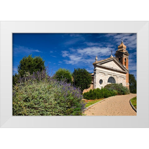 Italy-Tuscany-Montalcino The Madonna del Soccorso church in the town of Monticiano White Modern Wood Framed Art Print by Eggers, Julie