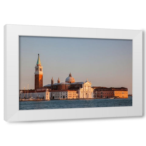 Italy-Venice Evening light on the San Giorgio Maggiore Church-a 16th Century Benedictine Church White Modern Wood Framed Art Print by Eggers, Julie