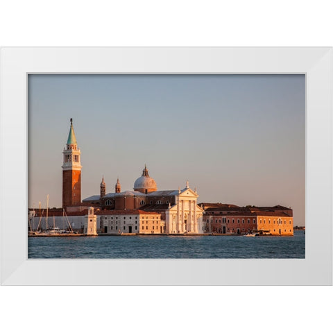 Italy-Venice Evening light on the San Giorgio Maggiore Church-a 16th Century Benedictine Church White Modern Wood Framed Art Print by Eggers, Julie