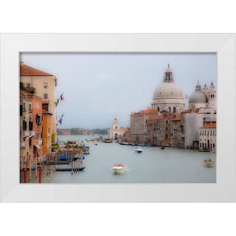 Italy-Venice Buildings along the Grand Canal with Santa Maria della Salute beyond White Modern Wood Framed Art Print by Eggers, Julie
