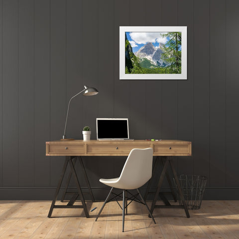 Monte Cristallo in the Dolomites of the Veneto-seen from west White Modern Wood Framed Art Print by Zwick, Martin