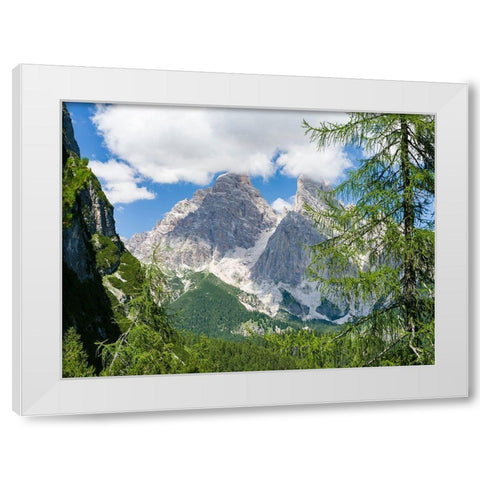 Monte Cristallo in the Dolomites of the Veneto-seen from west White Modern Wood Framed Art Print by Zwick, Martin