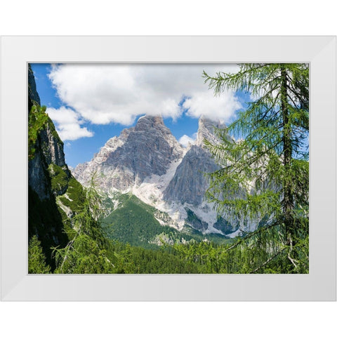 Monte Cristallo in the Dolomites of the Veneto-seen from west White Modern Wood Framed Art Print by Zwick, Martin