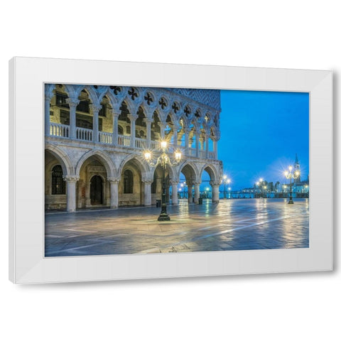 Italy-Venice Doges Palace at dawn White Modern Wood Framed Art Print by Tilley, Rob