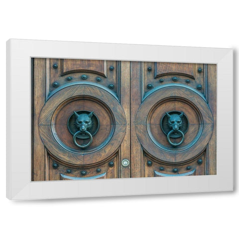 Italy-Verona Door Knockers White Modern Wood Framed Art Print by Tilley, Rob